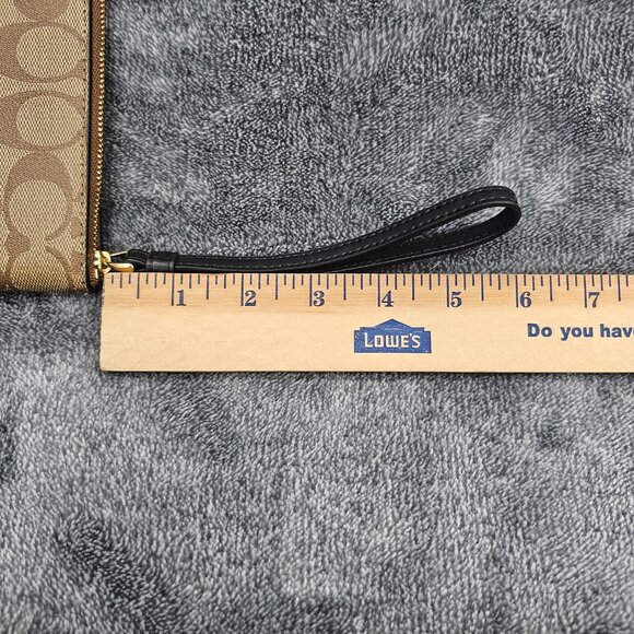 Coach Corner Zip Wristlet SIG PVC leather  F58035 Strap Khaki Black new open box - Picture 16 of 16
